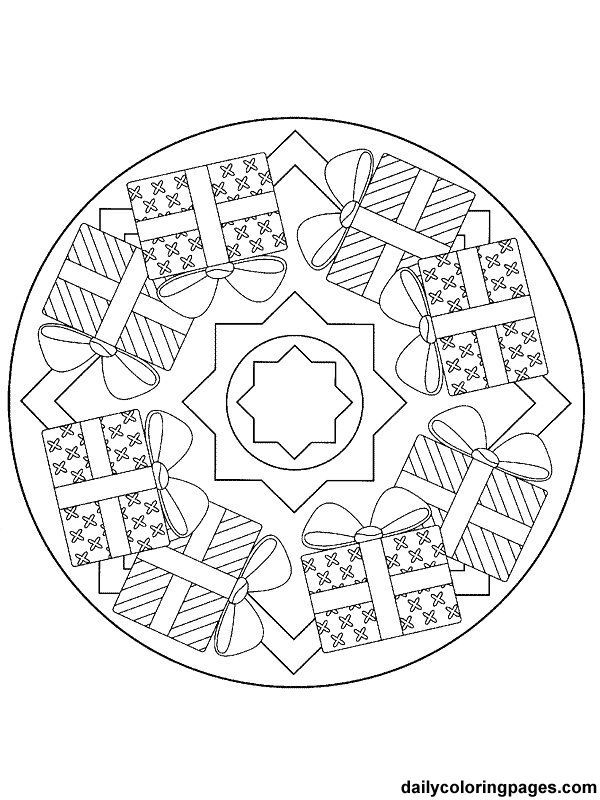 600x800 Christmas Gift Mandala Coloring (2) Jul Mandala