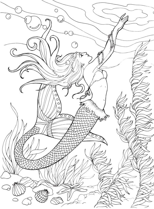 650x877 285 Best Mermaid Coloring Pages For Adults Images