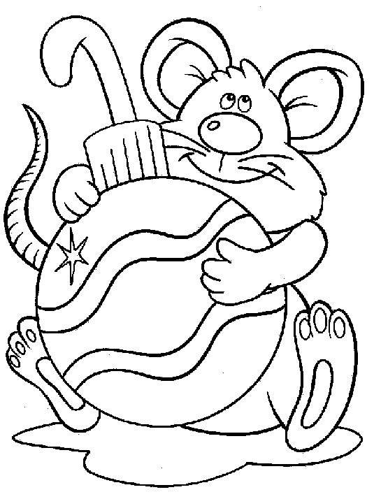 535x714 Coloring Page Christmas Ball With Mouse