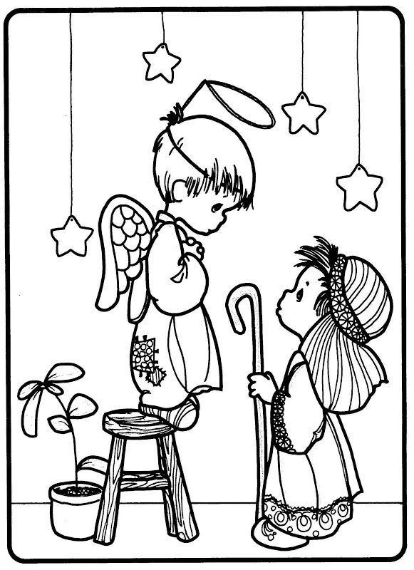 581x800 Precious Moments Coloring Pages H Cute Precious Moments Nativity