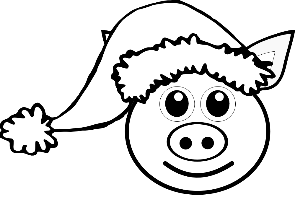 999x711 Christmas Pig Coloring Pages For Adults