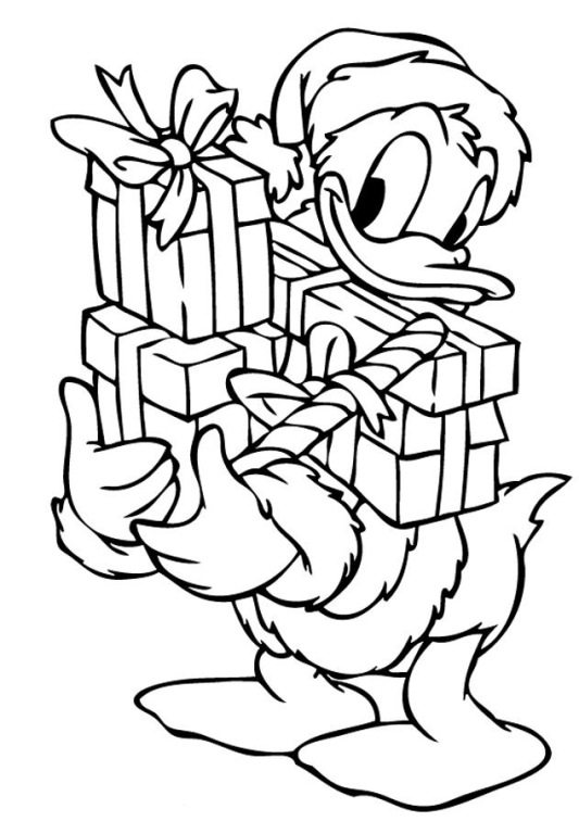 533x768 Donald With Christmas Presents Coloring Page Boys Pages