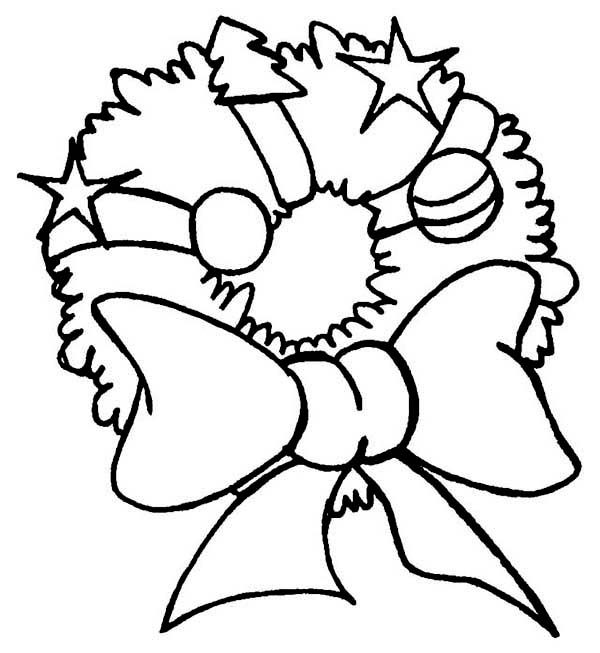 600x653 Lovely Christmas Wreath With Huge Ribbon On Christmas Coloring