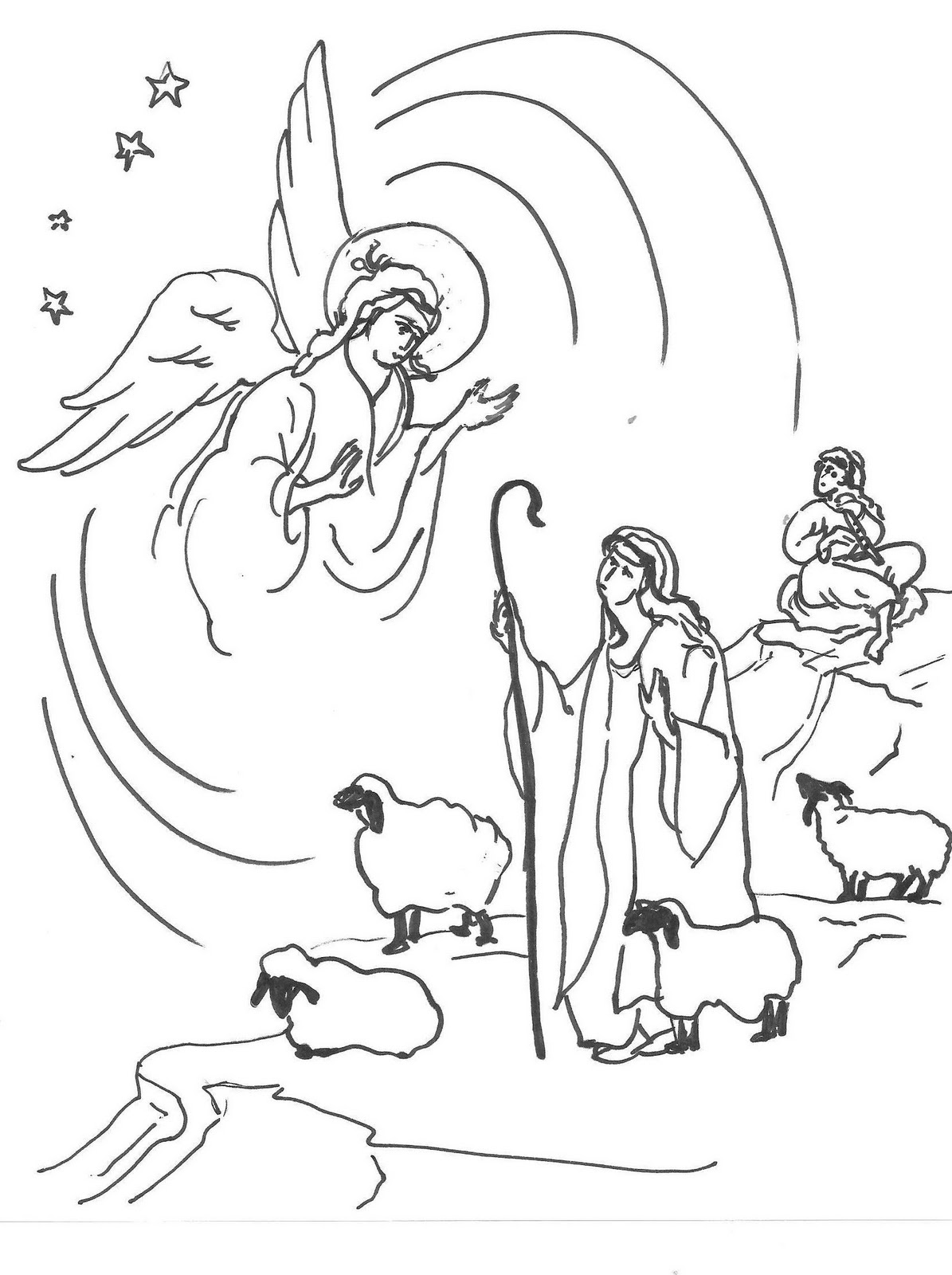 Christmas Shepherd Coloring Page