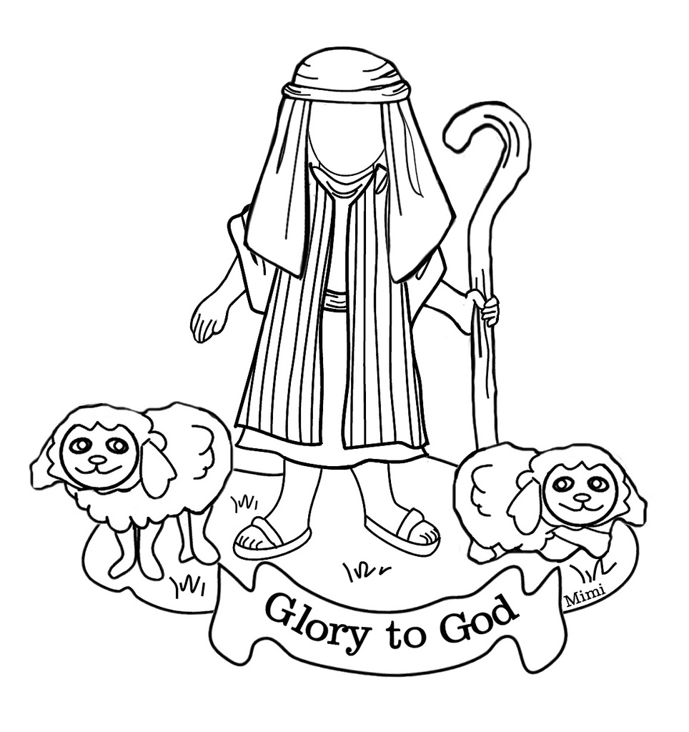 964x1024 Bible Kids Shepherd Boy With Sheep Christmas Color Page
