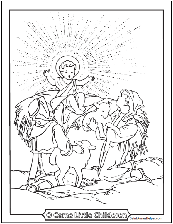 590x762 Jesus Christmas Coloring Page With Shepherds