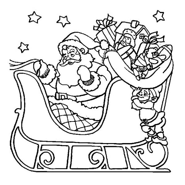 600x600 Santa And His Sleigh Coloring Pages Santa Claus Riding His Sleigh