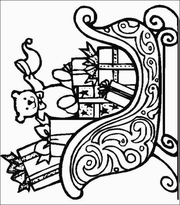 600x685 Christmas Sleigh Coloring Page Christmas Navidad