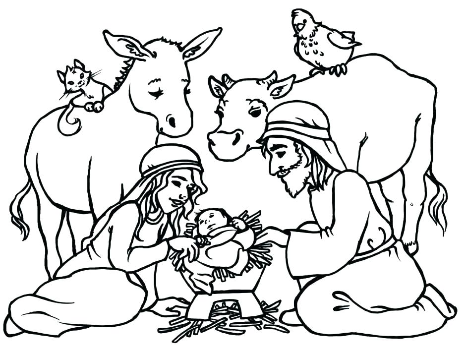 940x716 Nativity Scene Coloring Pages Manger Coloring Pages Nativity Scene