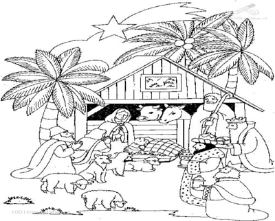 400x322 Christmas Stable Coloring Page Image Clipart Images