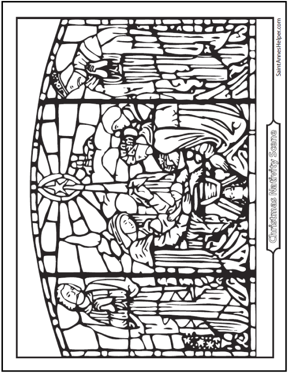 590x762 Nativity Coloring Pages Stained Glass Art