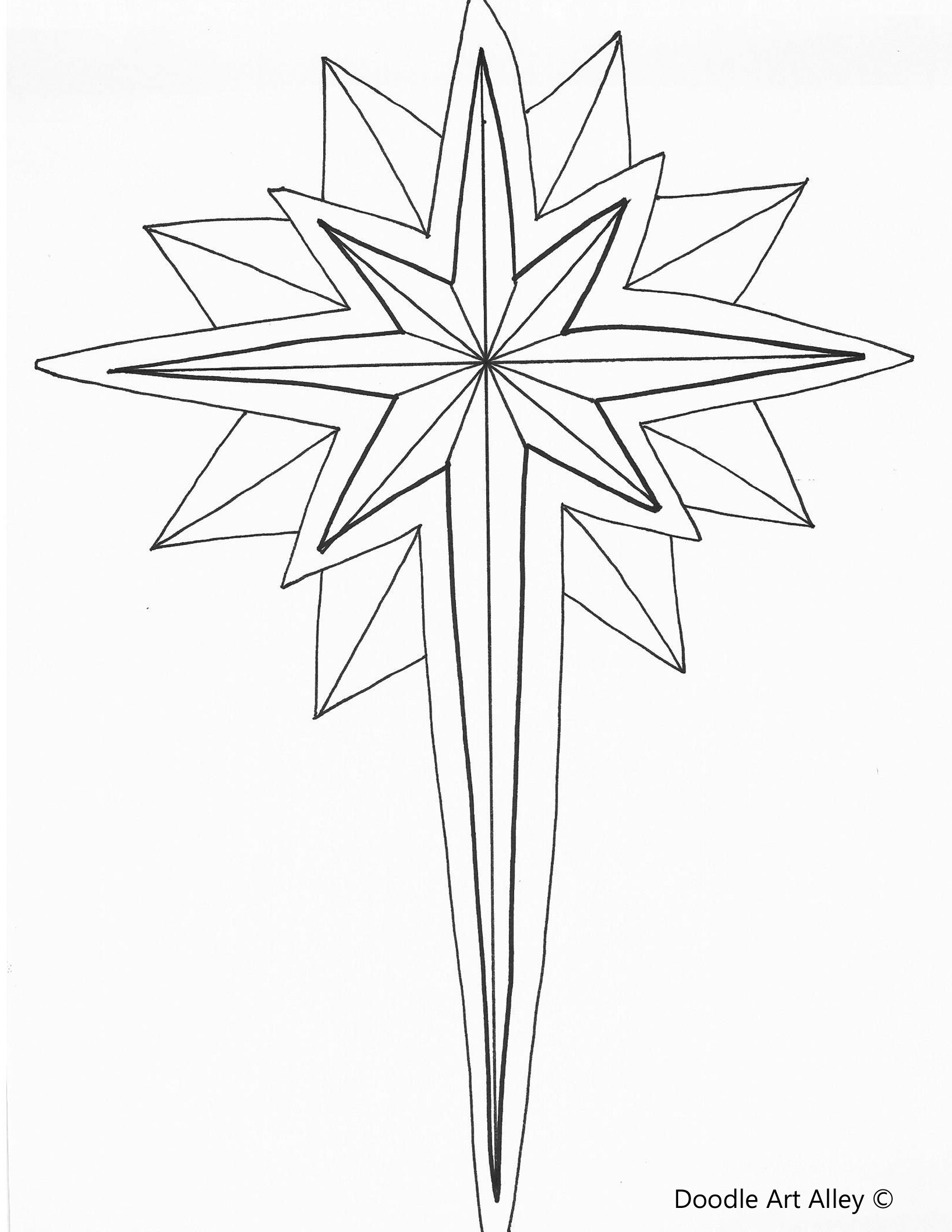 1700x2200 Christmas Star Coloring Sheet
