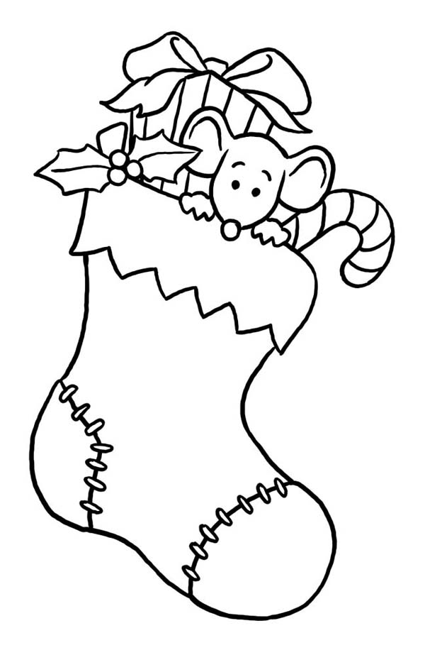 600x923 Tiny Mouse Hidding On Christmas Stocking On Christmas Coloring