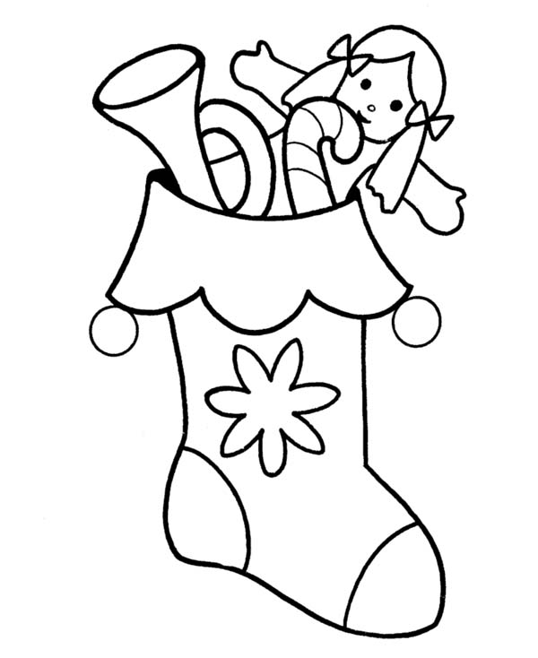 600x734 A Full Packed Of Christmas Stocking Coloring Page