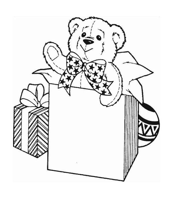 Christmas Teddy Bear Coloring Pages