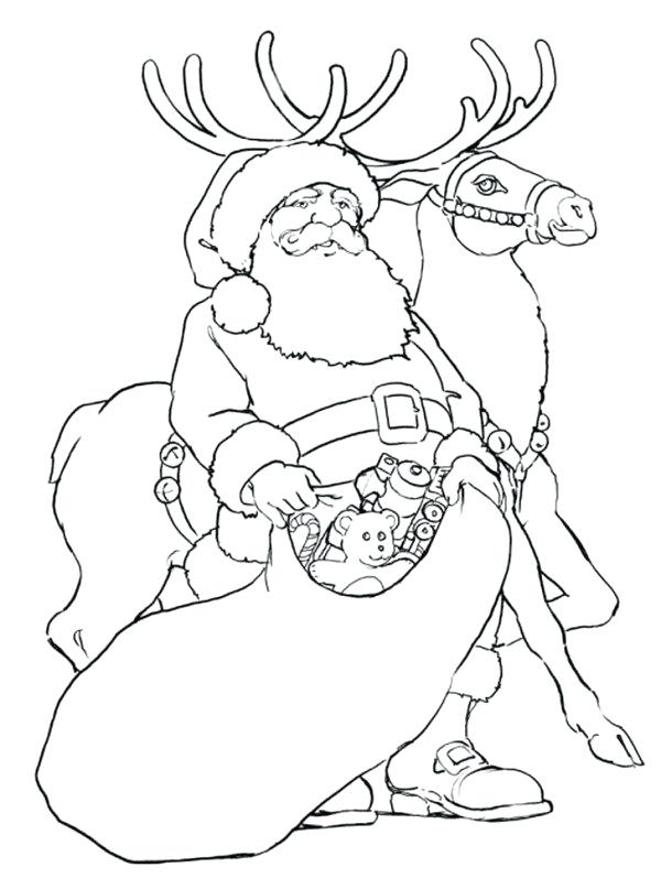 600x807 Christmas Coloring Pages Reindeer And Reindeer Giving Toys