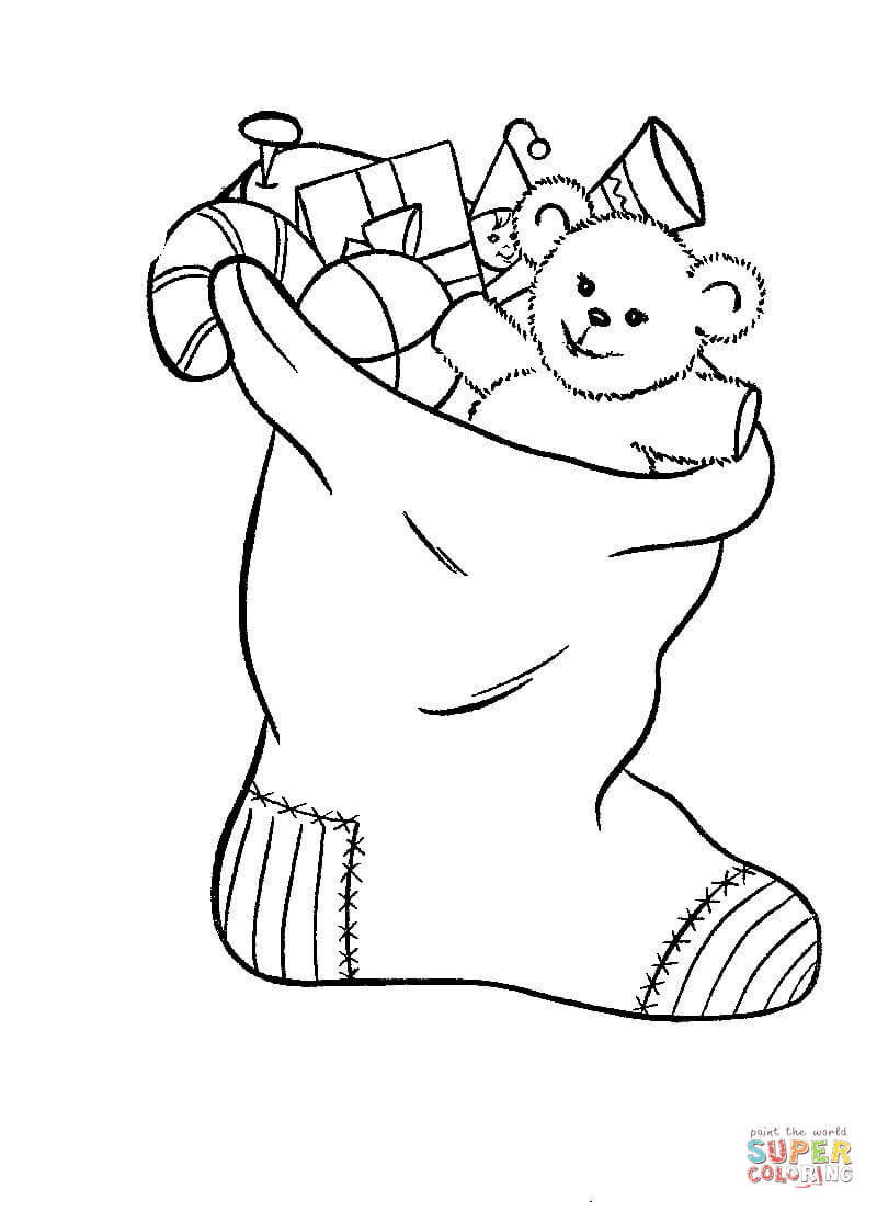 800x1104 Christmas Stocking Toys Coloring Pages