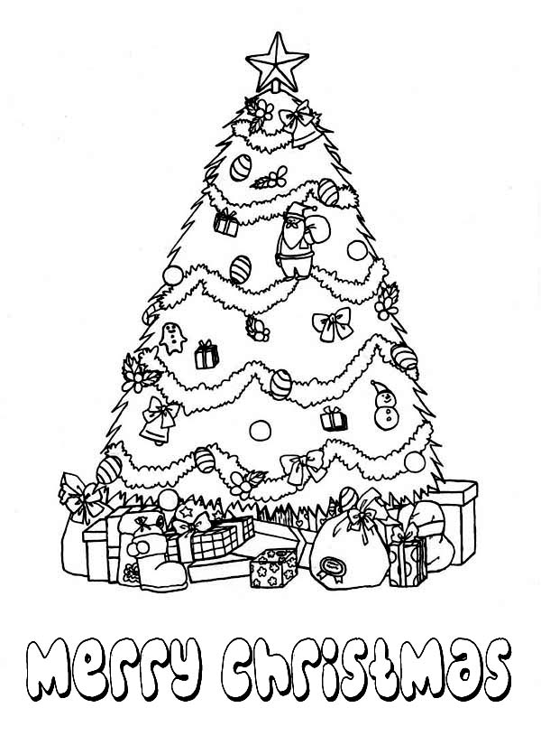 600x825 Beautiful Christmas Tree With Bunch Of Gifts Coloring Page
