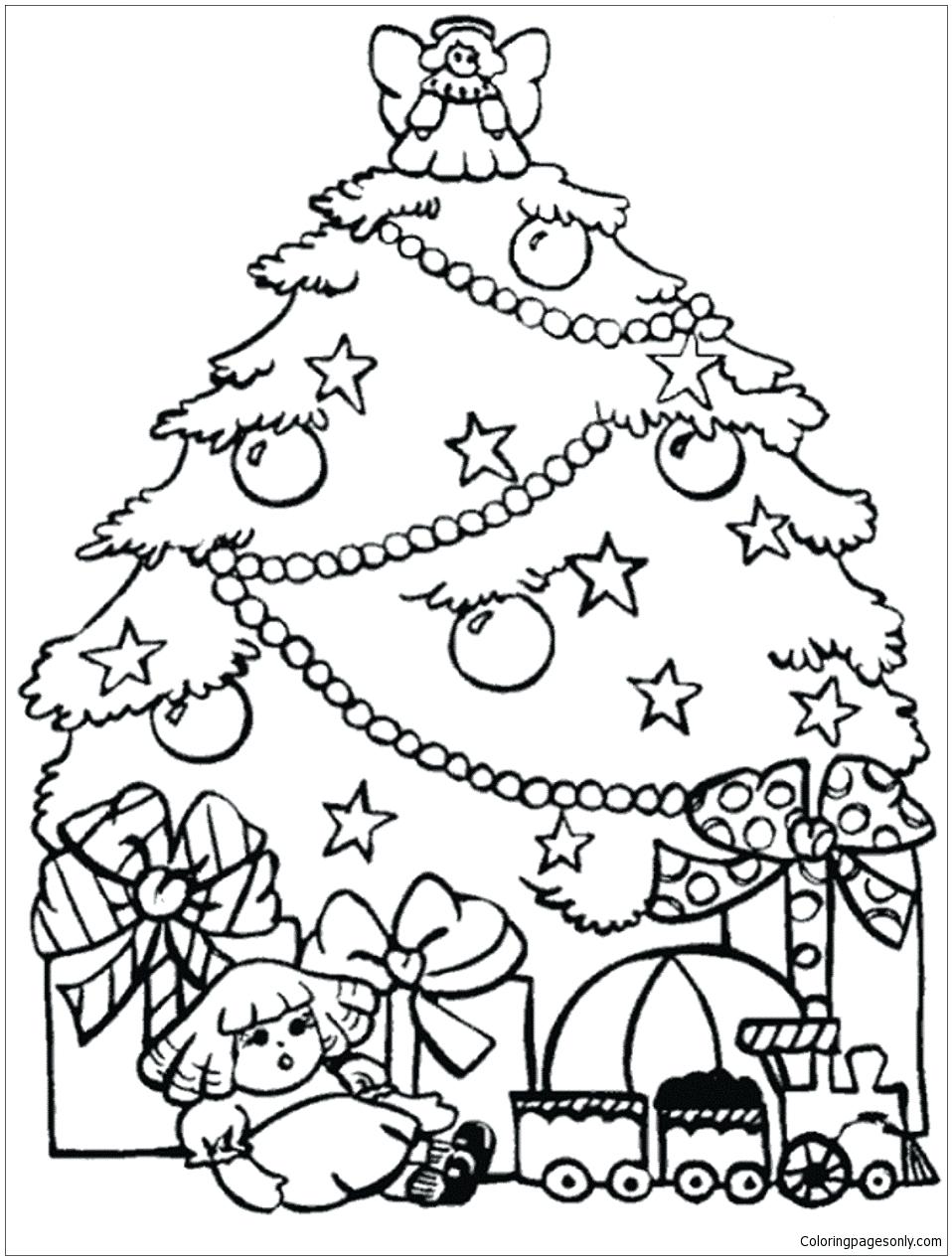 958x1268 Coloring Page ~ Christmas Trees Coloring Pages Presents And Tree