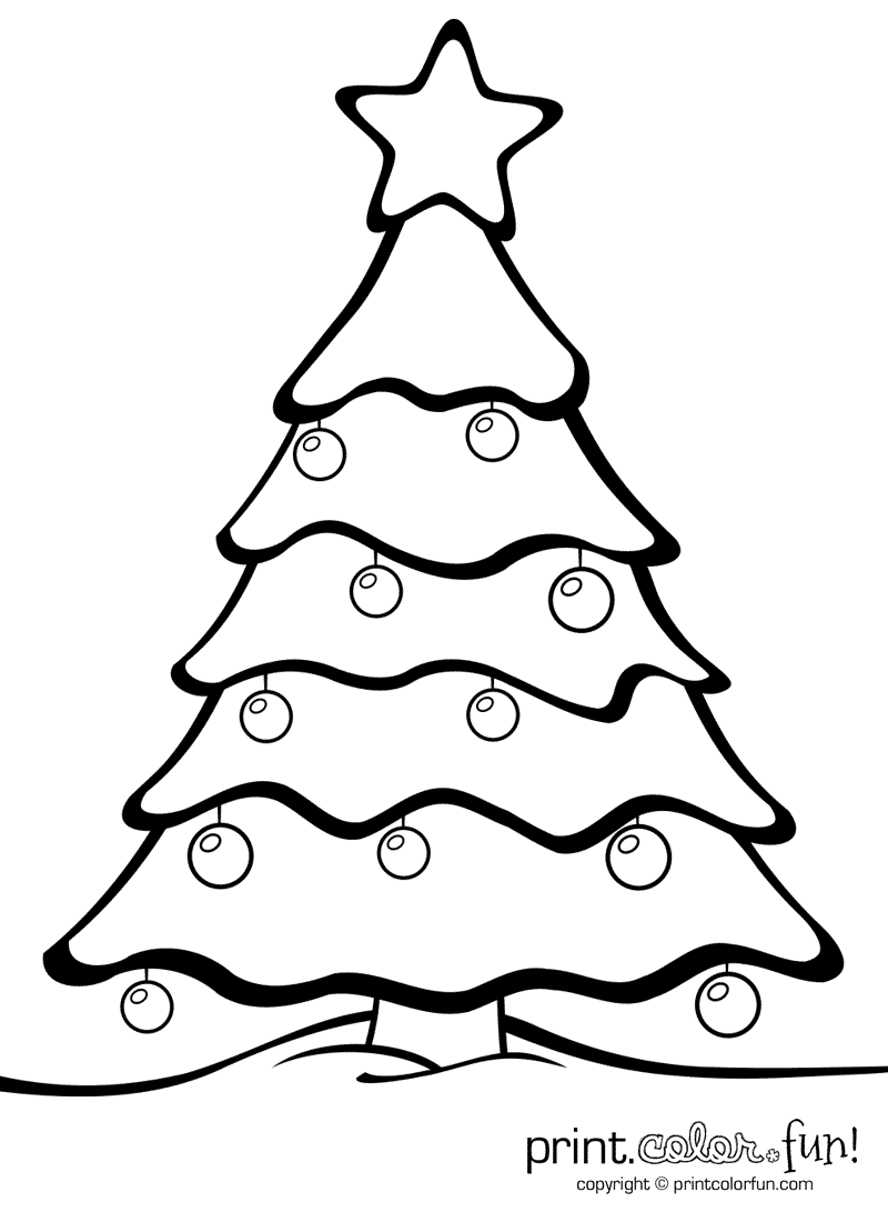 800x1100 Christmas Tree With Ornaments Coloring Page
