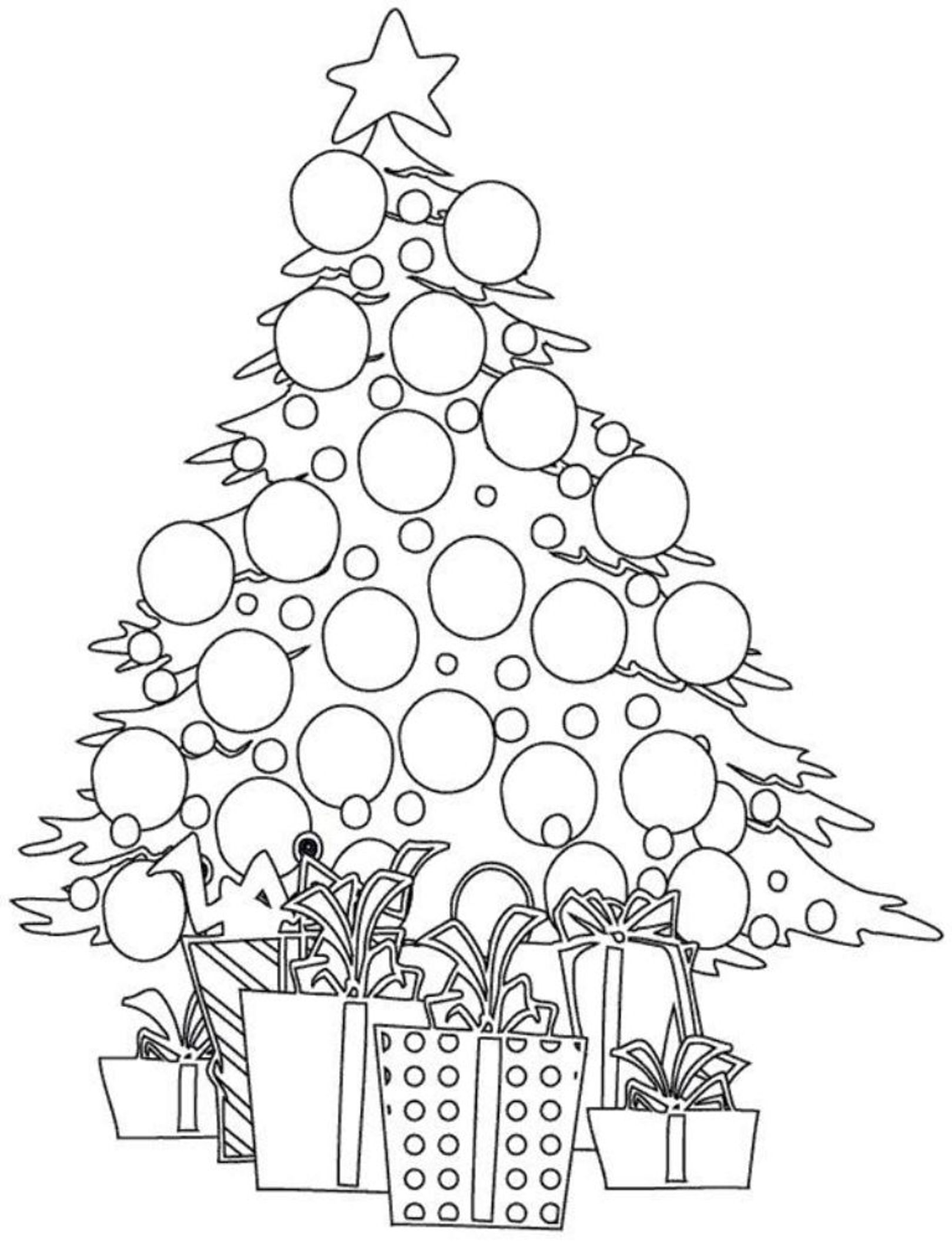 1620x2118 Christmas Tree With Presents Coloring Pages For Adults Download