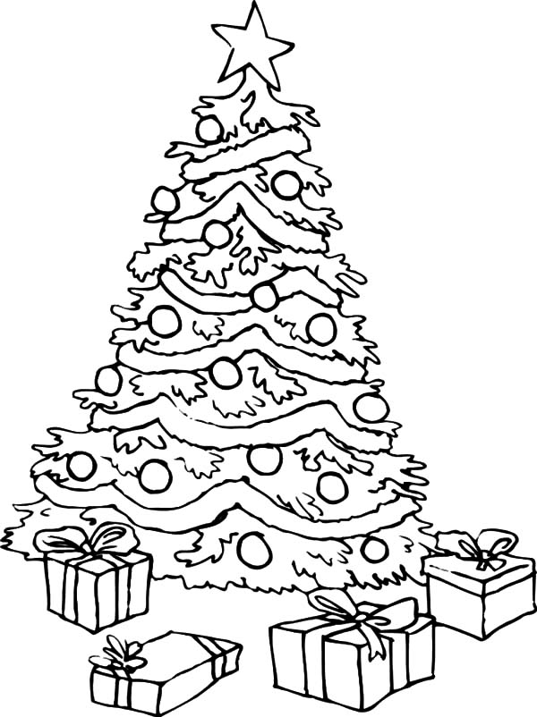 600x802 Big Christmas Trees And Christmas Presents Coloring Pages Color Luna