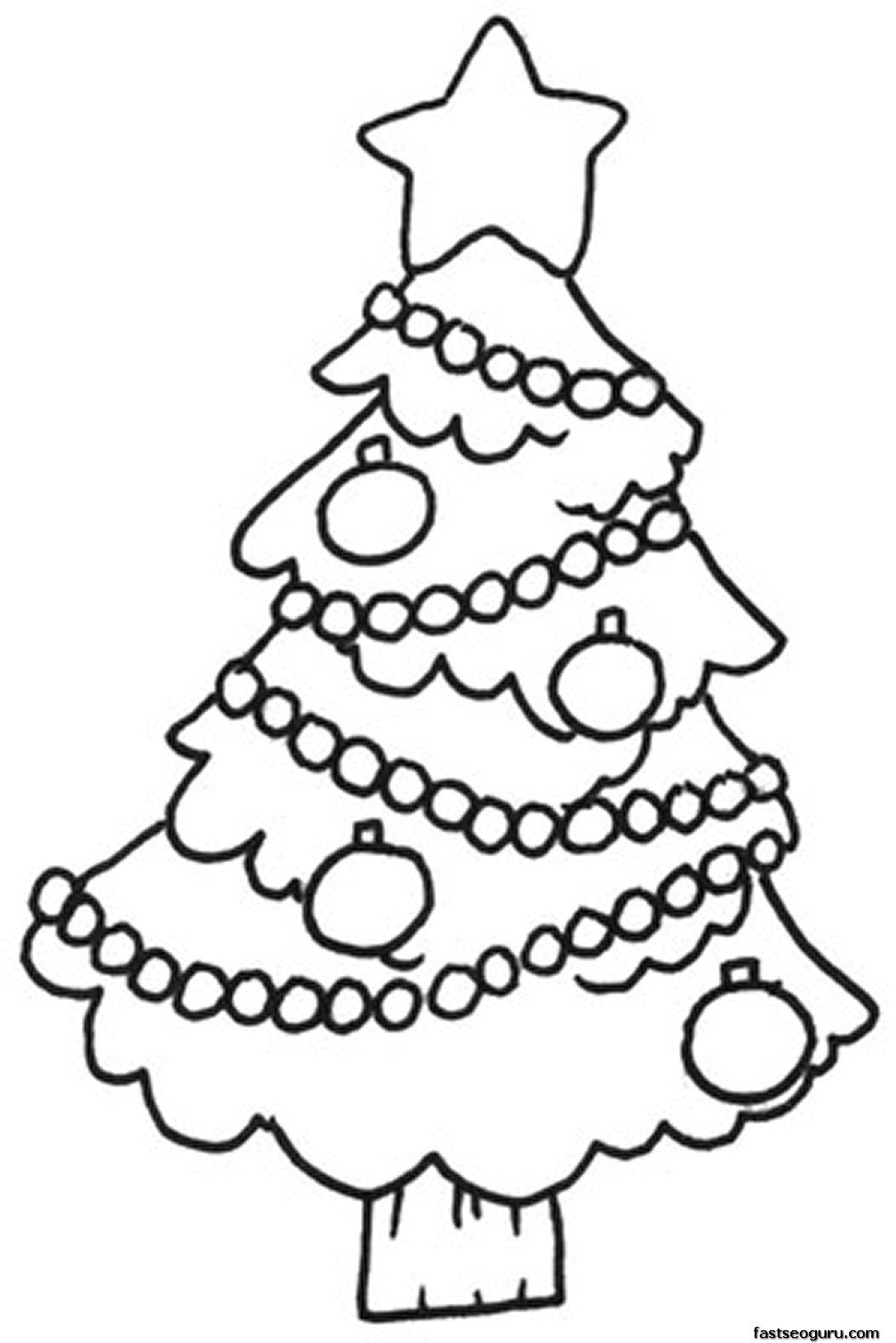 1052x1577 Decorated Christmas Tree Coloring Pages Printable, Christmas