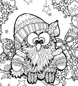 254x279 Christmas Deer With Light Bulbs Garland Zentangle Coloring Page