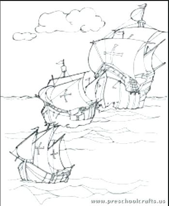 349x424 Free Printable Coloring Pages Christopher Columbus 3 Ships Page