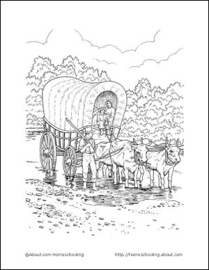 300x388 Coloring Page, Covered Wagon Oregon Trail Covered