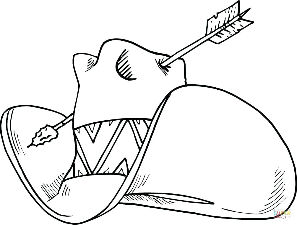 1005x763 Covered Wagon Coloring Page Cowboy Hat With An Arrow Going Through