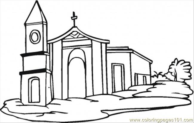 650x412 Church Coloring Page