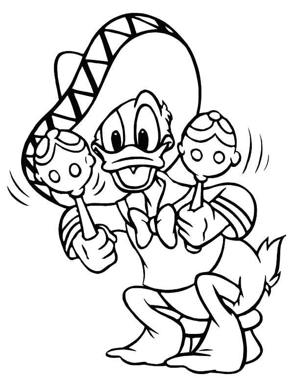 600x776 Donald Duck Play Maracas In Cinco De Mayo Coloring Pages Best