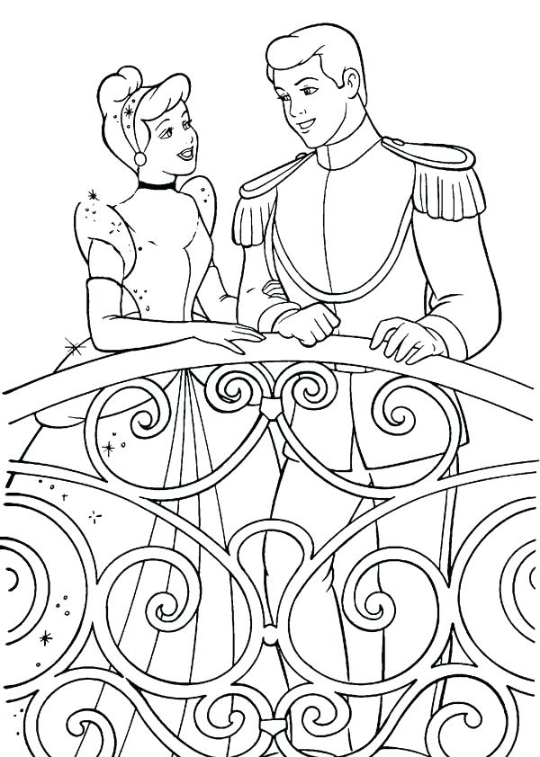600x842 Disney Princess Cinderella And Prince Charming Coloring Page