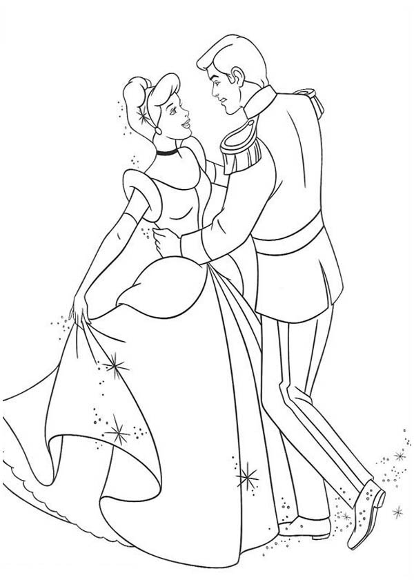 600x840 Cinderella And Prince Charming Dance In Cinderella Coloring Page