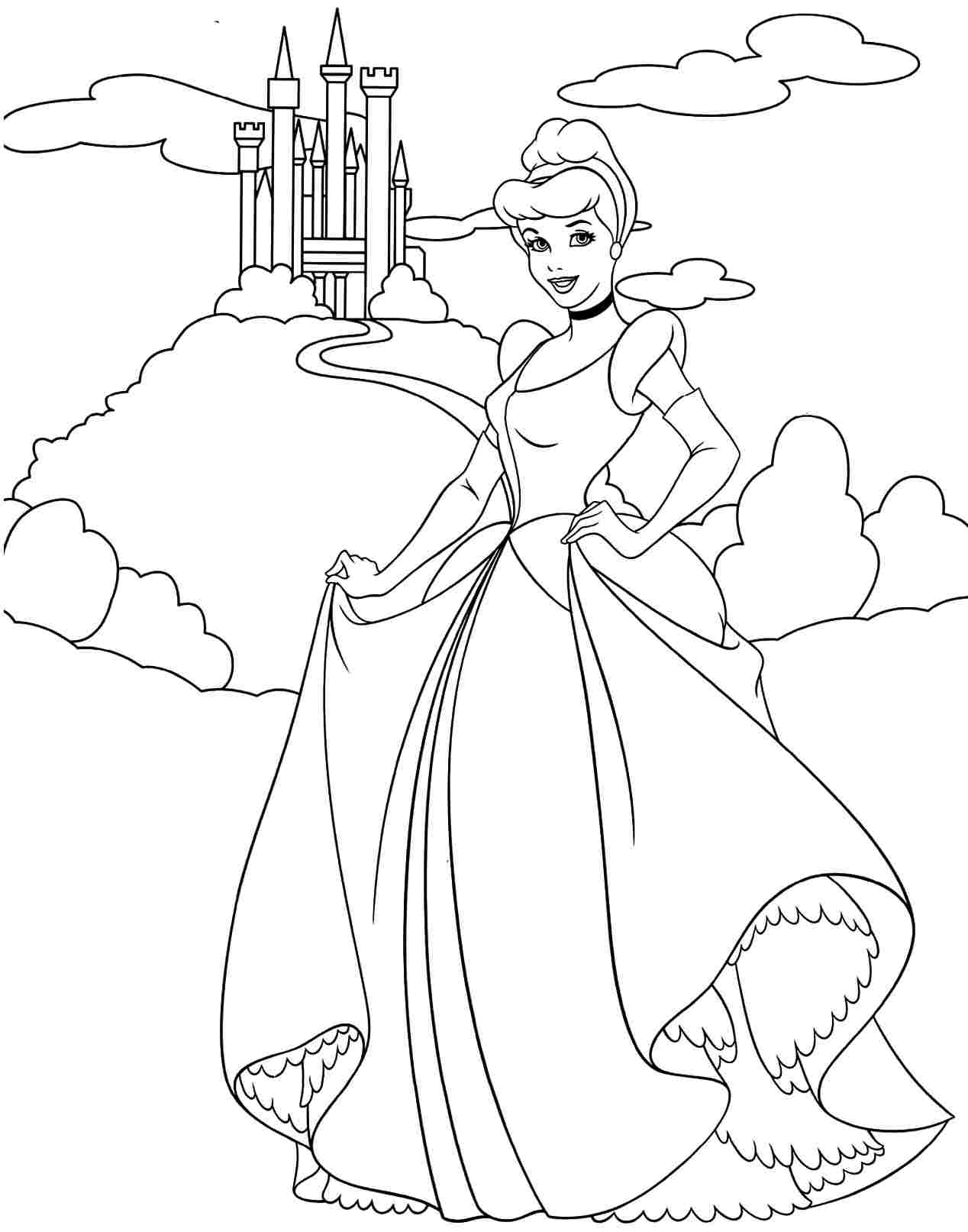 1268x1613 And Disney Princess Coloring Pages Cinderella