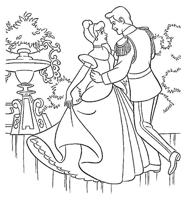 600x651 Prince Charming And Cinderella Dance In Cinderella Coloring Page
