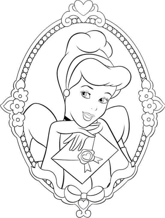 Cinderella Face Coloring Pages