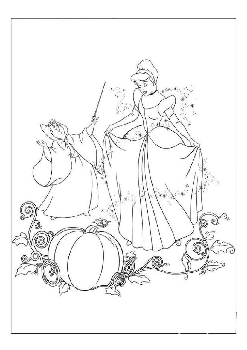 826x1169 Cinderella And Fairy Godmother's Magic Coloring Pages