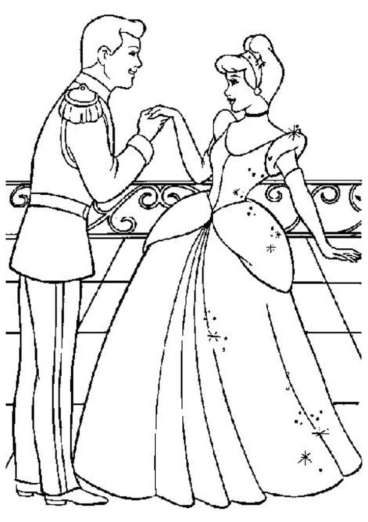 723x1024 Cinderella And Prince Charming Coloring Pages 534441