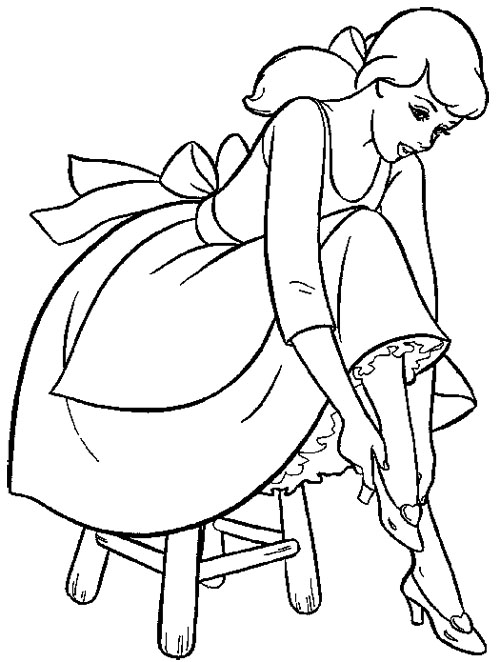 500x662 Cinderella Trying The Shoes Coloring Page Kids Coloring Pages