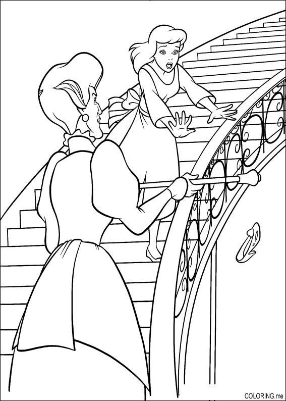 567x794 Coloring Page Cinderella Falling Glasses Shoe