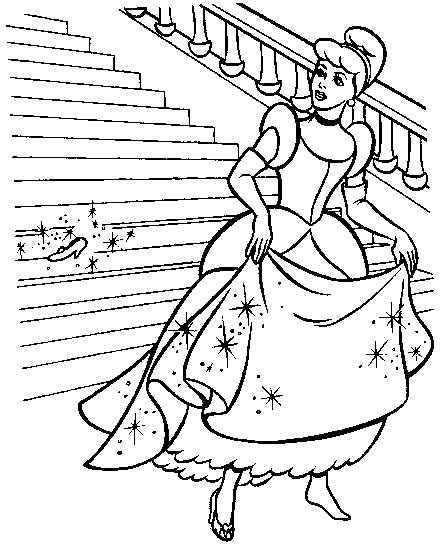 440x552 Cinderella Left Her Shoes Coloring Page Cinderella Pages
