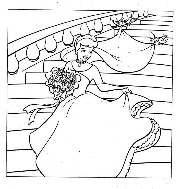 610x640 Cinderella Wedding Dress Coloring Page Cinderella Wedding