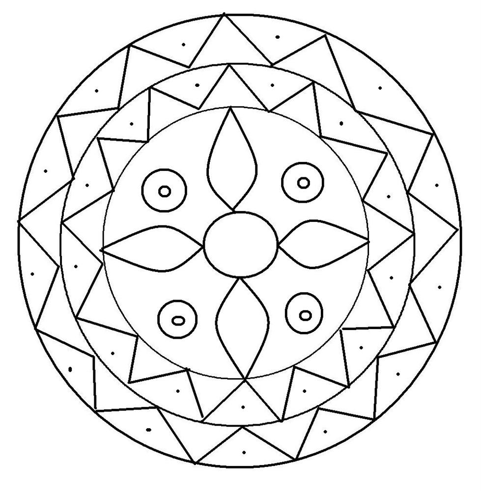 979x1000 Rangoli Design Coloring Printable Page For Kids 2