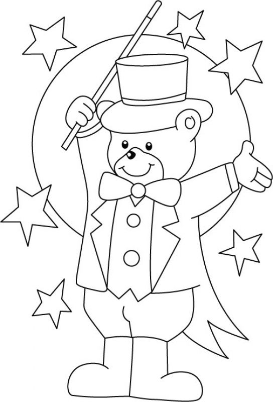 544x800 Teddy Bear Magician In Printable Circus Coloring Pages Fun