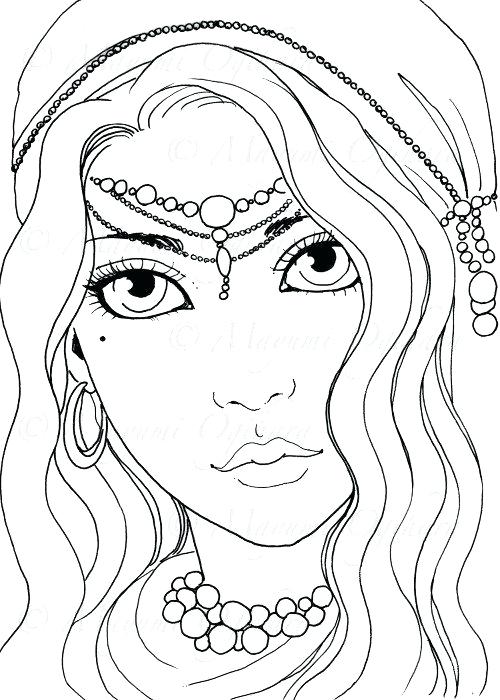 500x700 Digital Coloring Pages Gypsy Girl Digital Stamp Colouring Page By