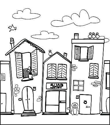 383x433 Getting Around Town Coloring Page Town Coloring Pages Artist