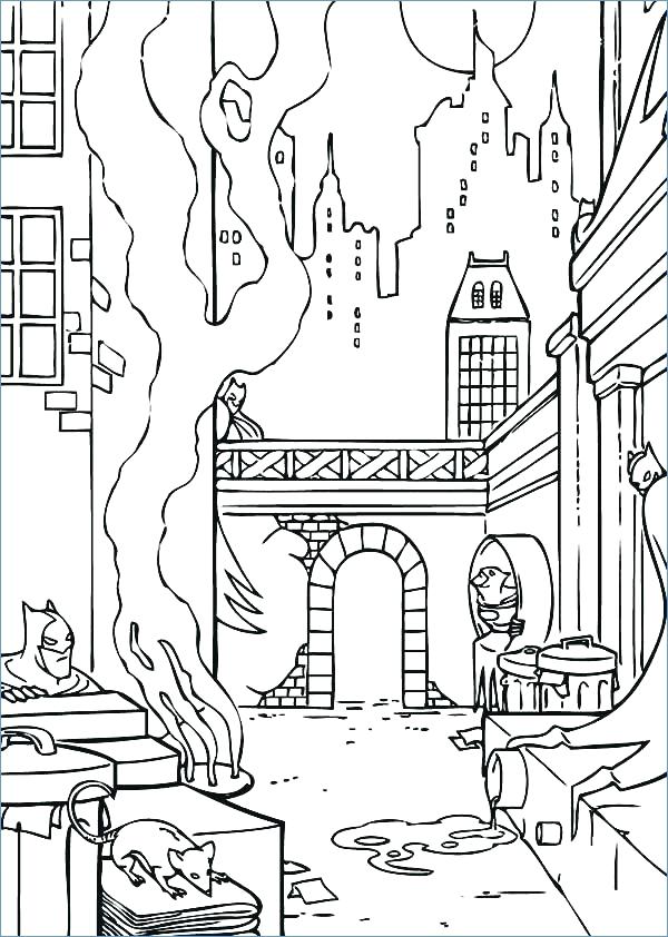 600x842 City Coloring Page City Coloring Pages Batman City Coloring Page