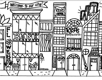 350x275 Cityscape Coloring Sheet Abc School, Adult Coloring And Students